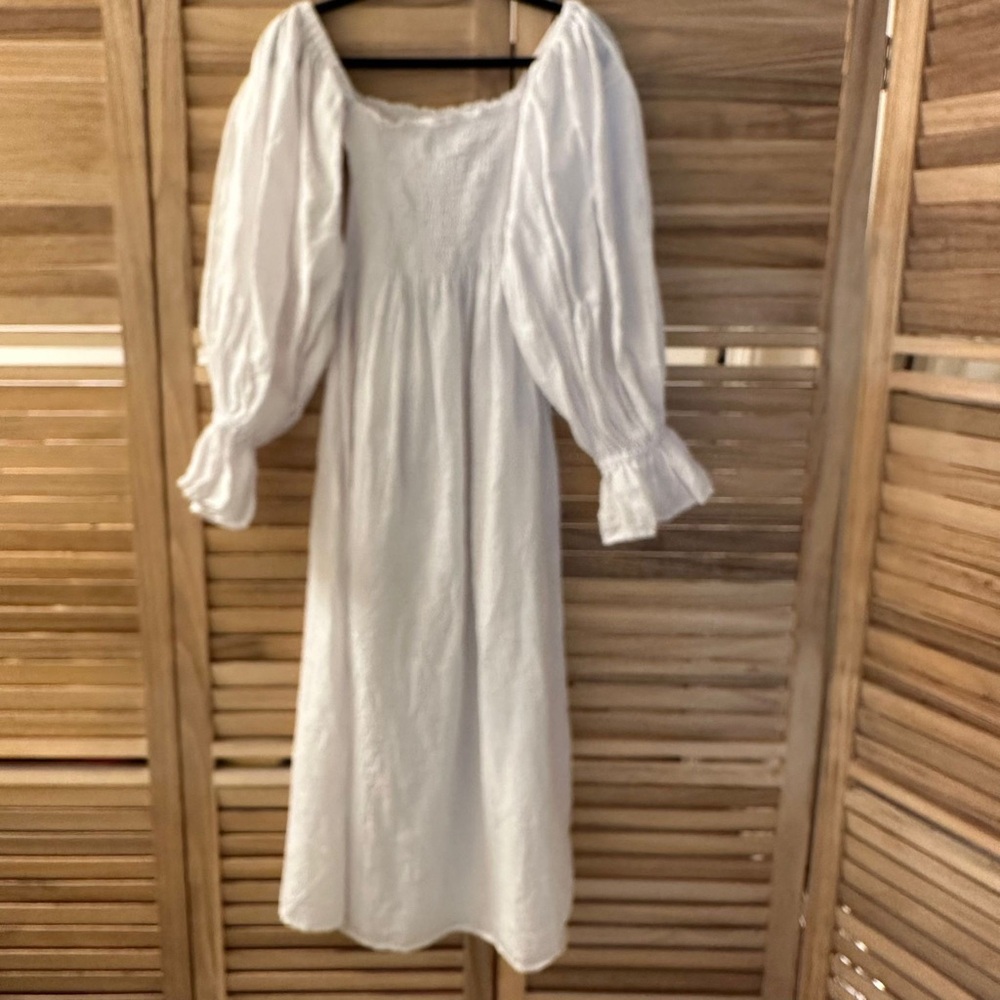 SLEEPER Atlanta Linen Midi Dress in white size XS - Picture 5 of 8
